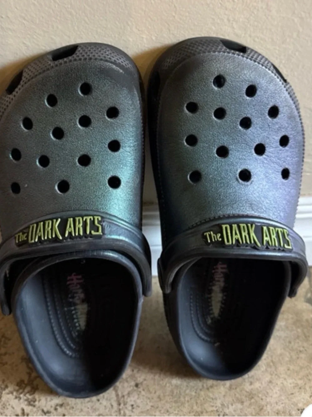 CROCS Kids Dark Arts Black Clog with Yellow Accent